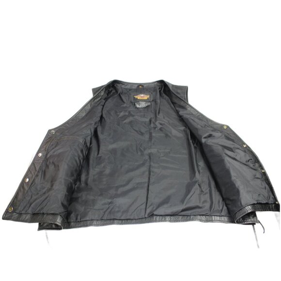Harley Davidson Pathway Side lace Black Leather Vest, Size XL - Picture 7 of 9